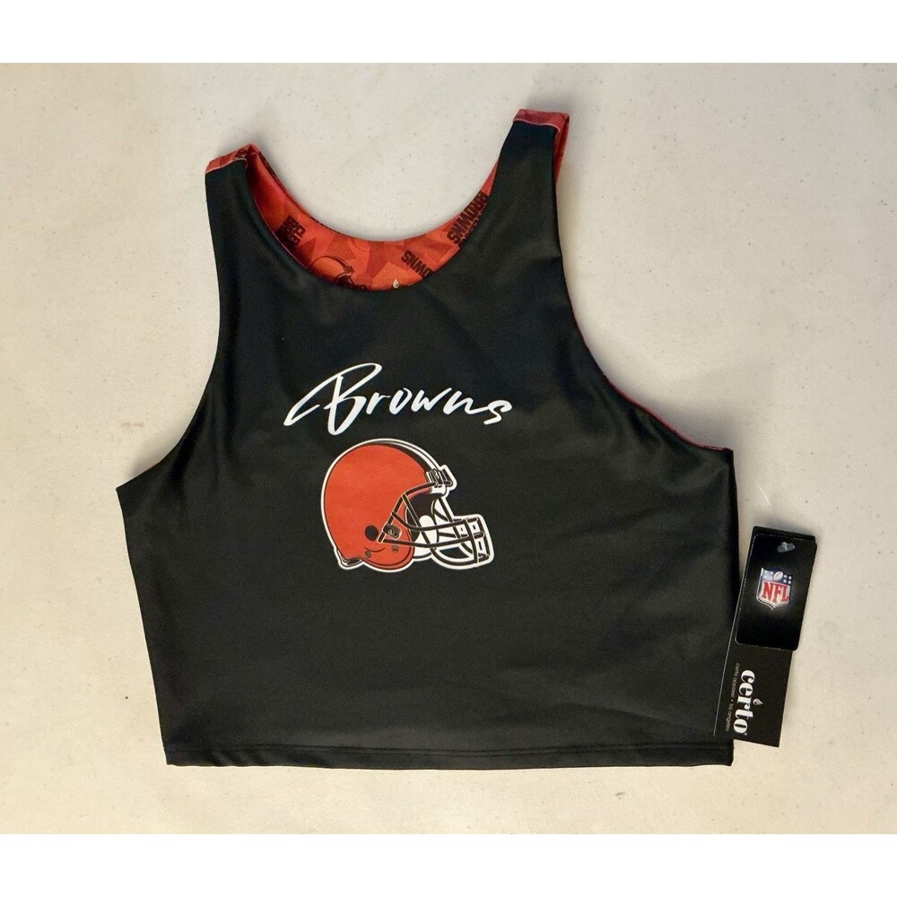 Cleveland Browns Women’s XL Midi Tank Bra NWT NFL Black Orange Certo